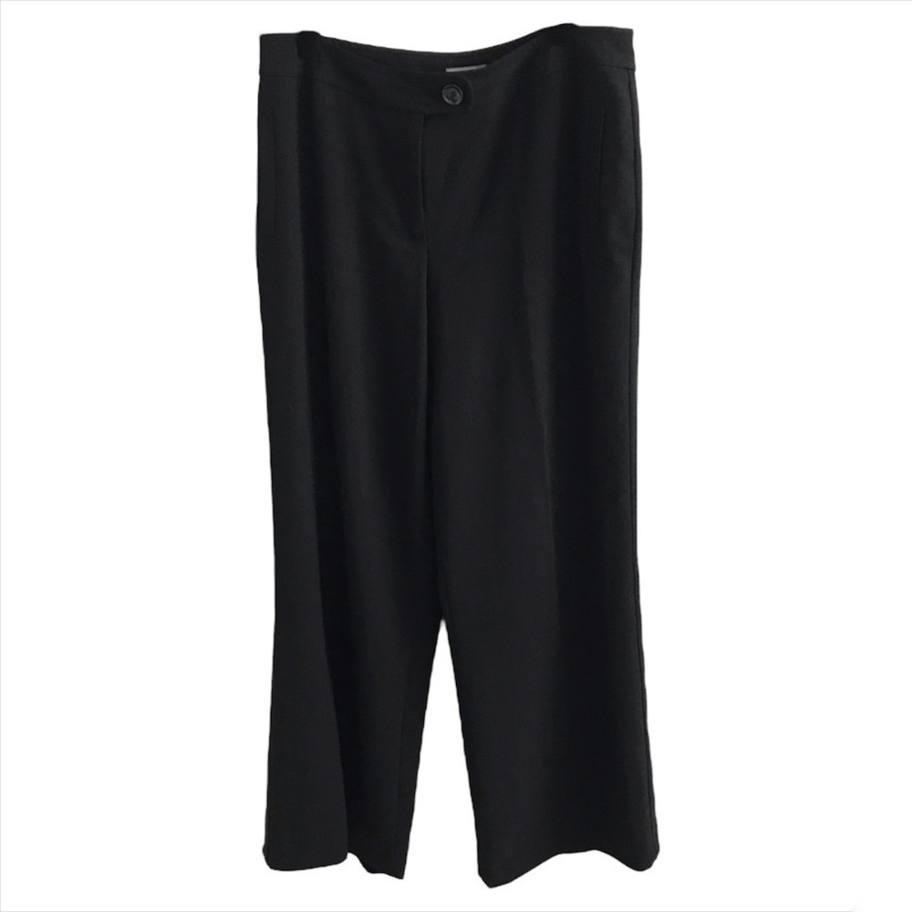 Investments Women’s Straight / Wide Leg Trouser Pant Black Linen-Feel 16 Reg